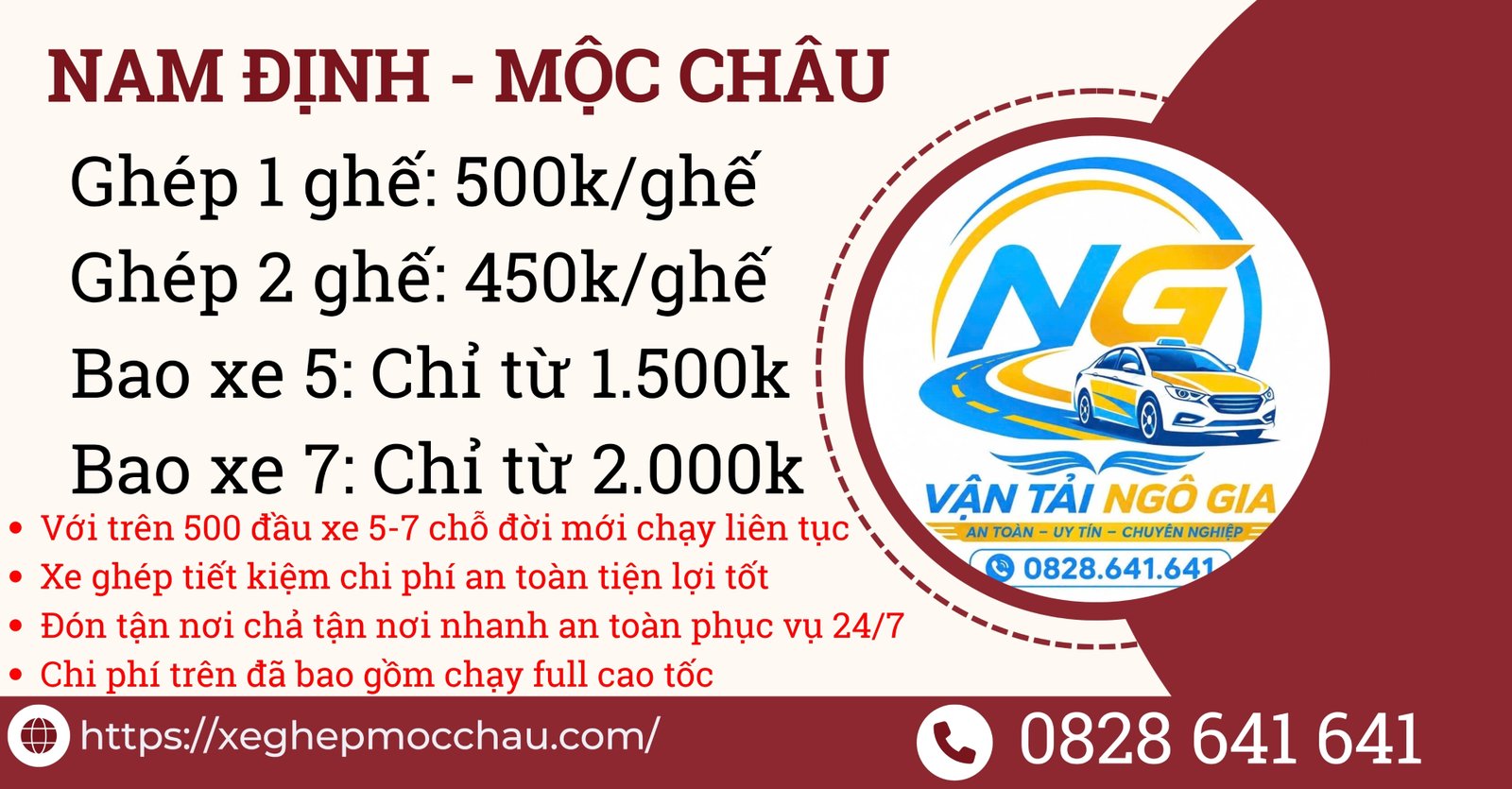 Xe Ghép Nam Định Mộc Châu Đón Trả Tận Nơi – Vận Tải Ngô Gia