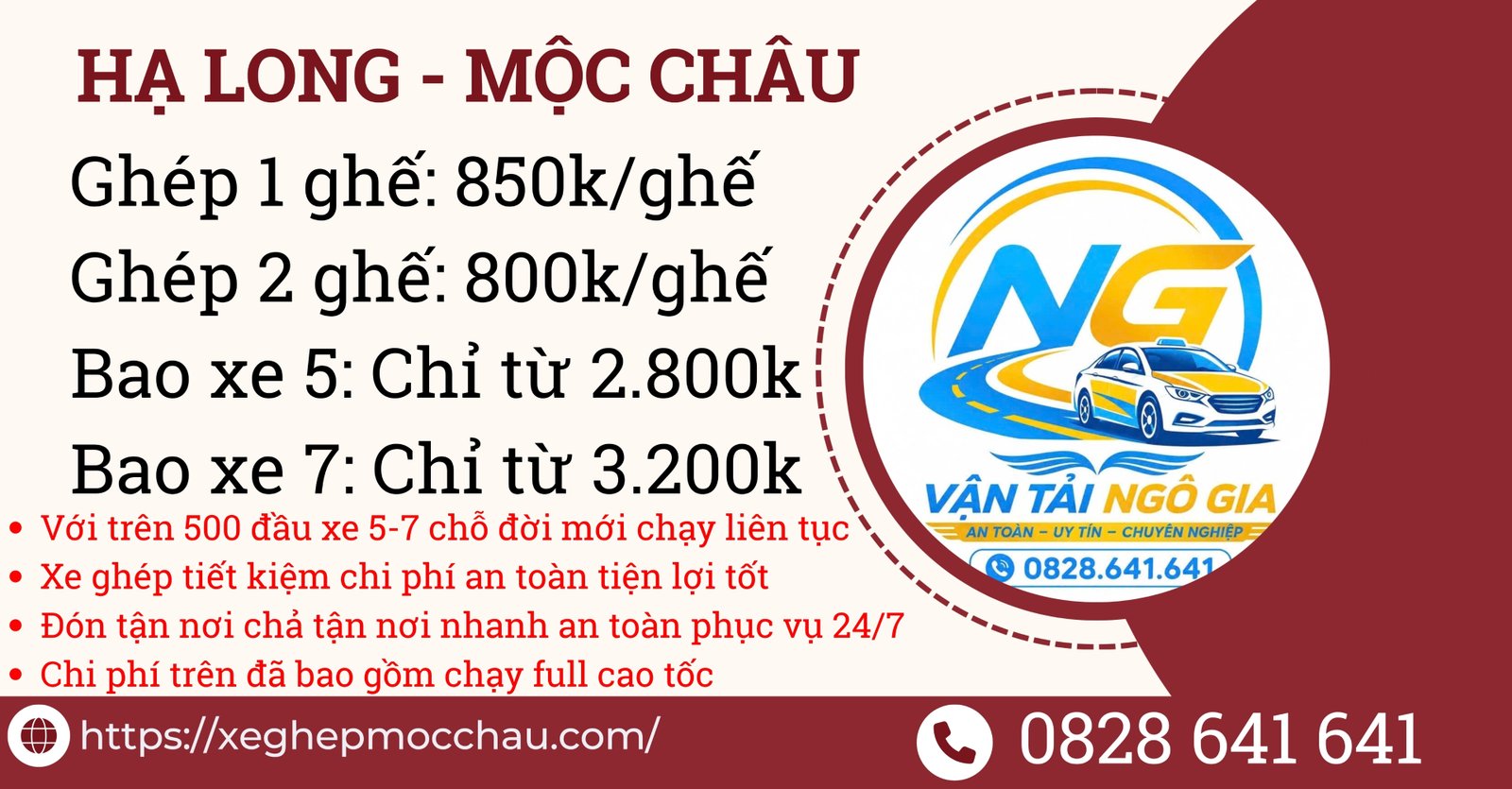 Xe Ghép Hạ Long Mộc Châu Đón Trả Tận Nơi – Vận Tải Ngô Gia