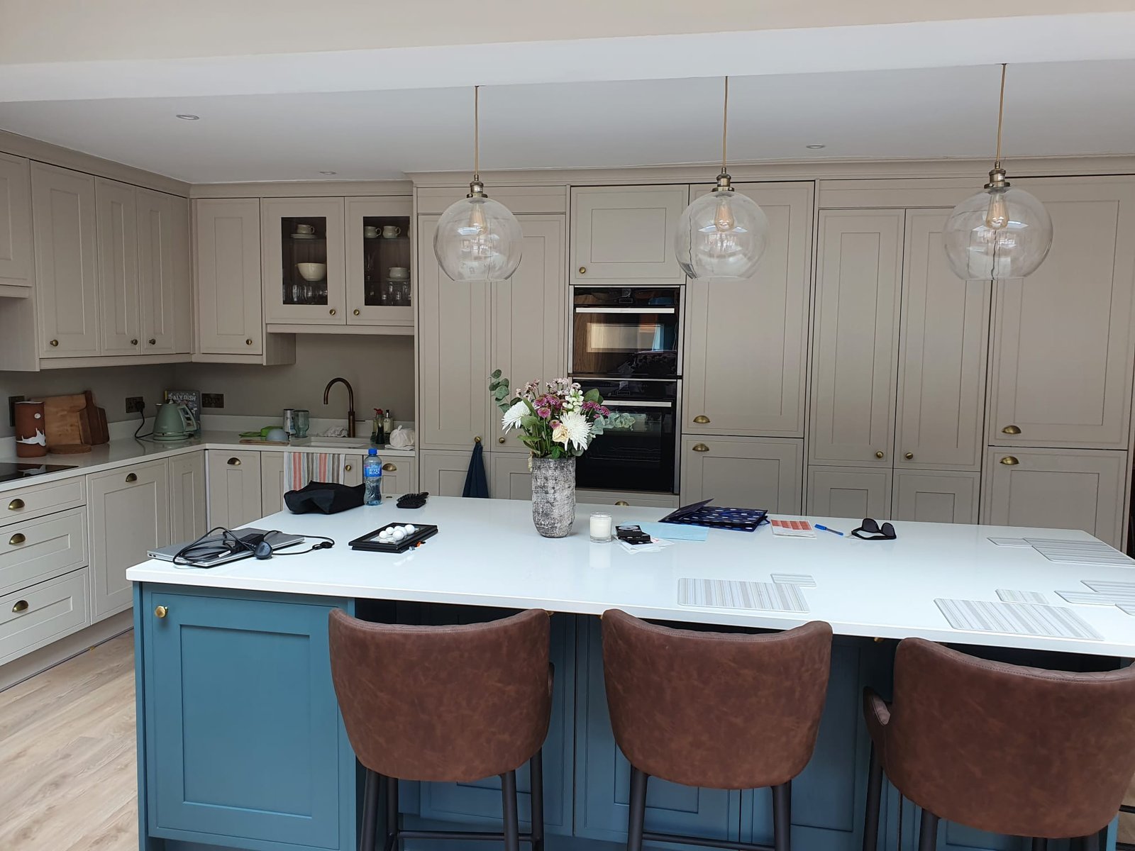 Modern kitchen with cream cabinetry