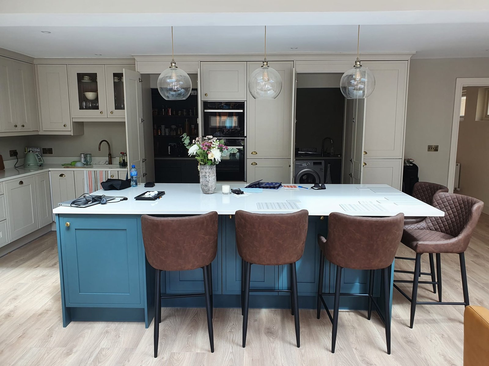 Modern kitchen with cream cabinetry