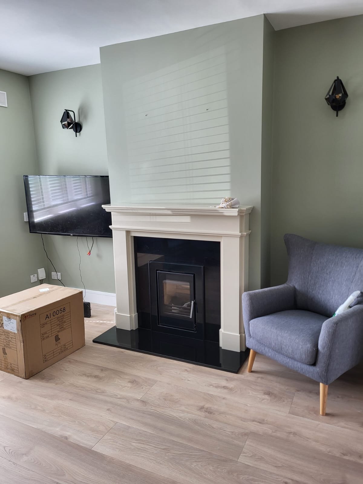 Living room with fireplace