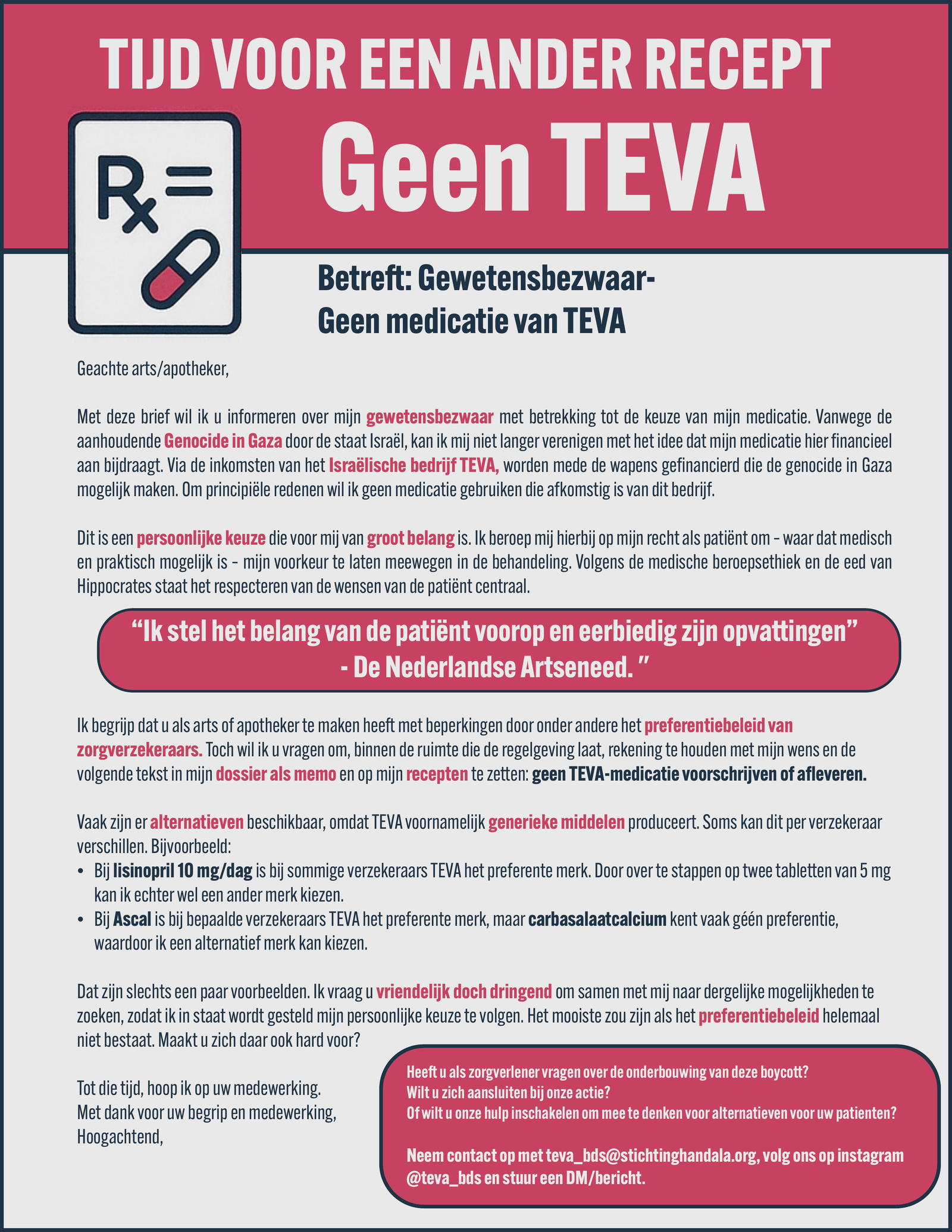Voorbeeld van de TEVA-patiëntenbrief