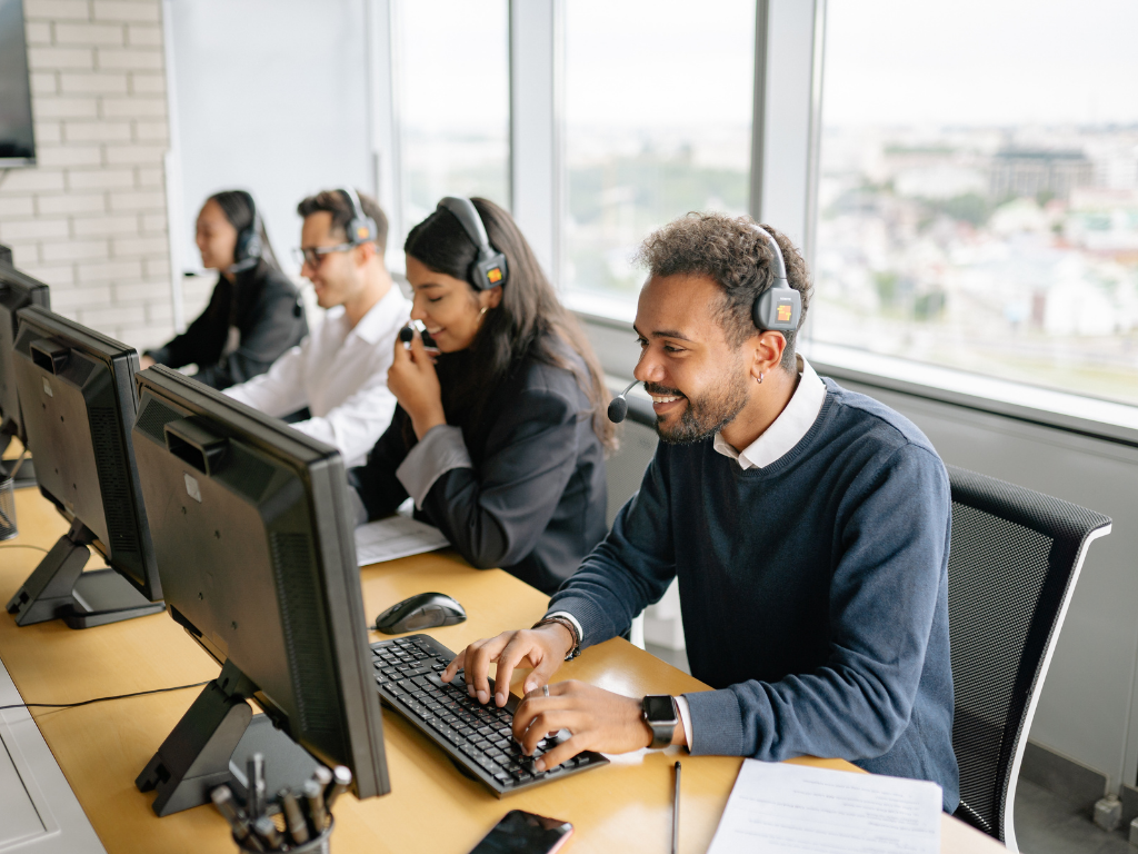 Hypeit Solutions call center floor with agents on headsets