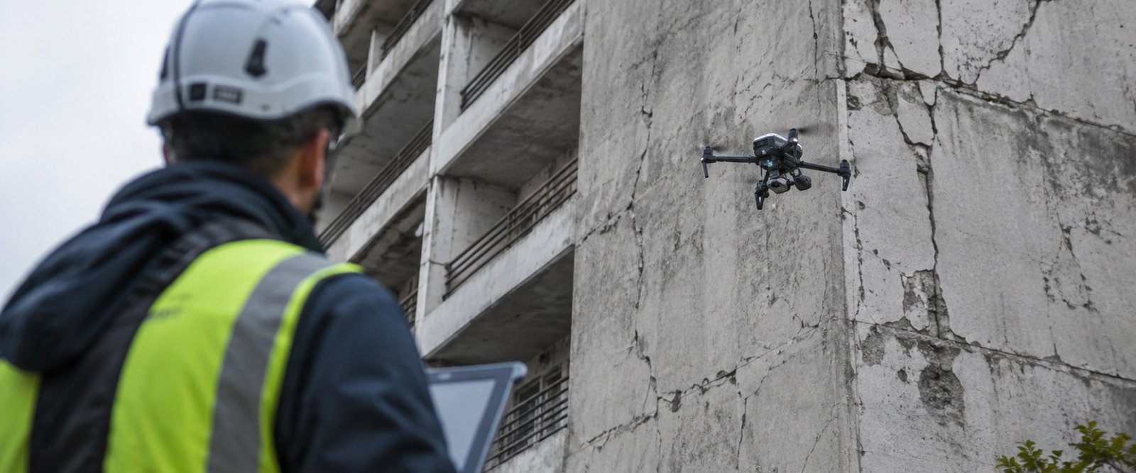 Drone inspection of industrial structure and difficult-to-access areas for technical assessment