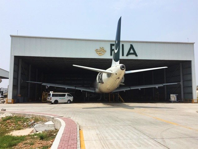 PIA hangar steel roof structure and door opening, Islamabad