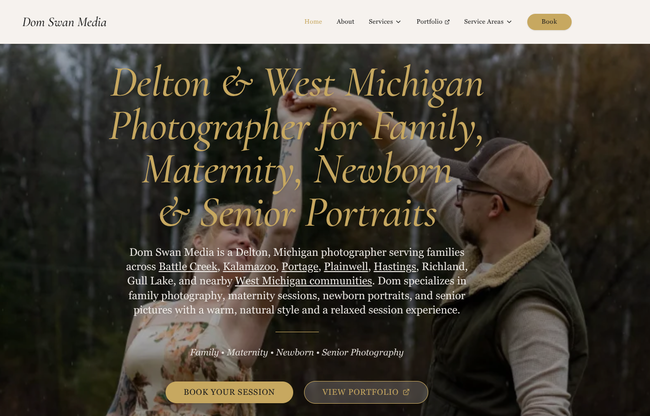 Dom Swan Media website design by Local Ranking Solutions