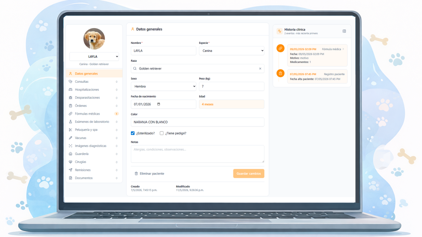 Interface del Software RadiantVET