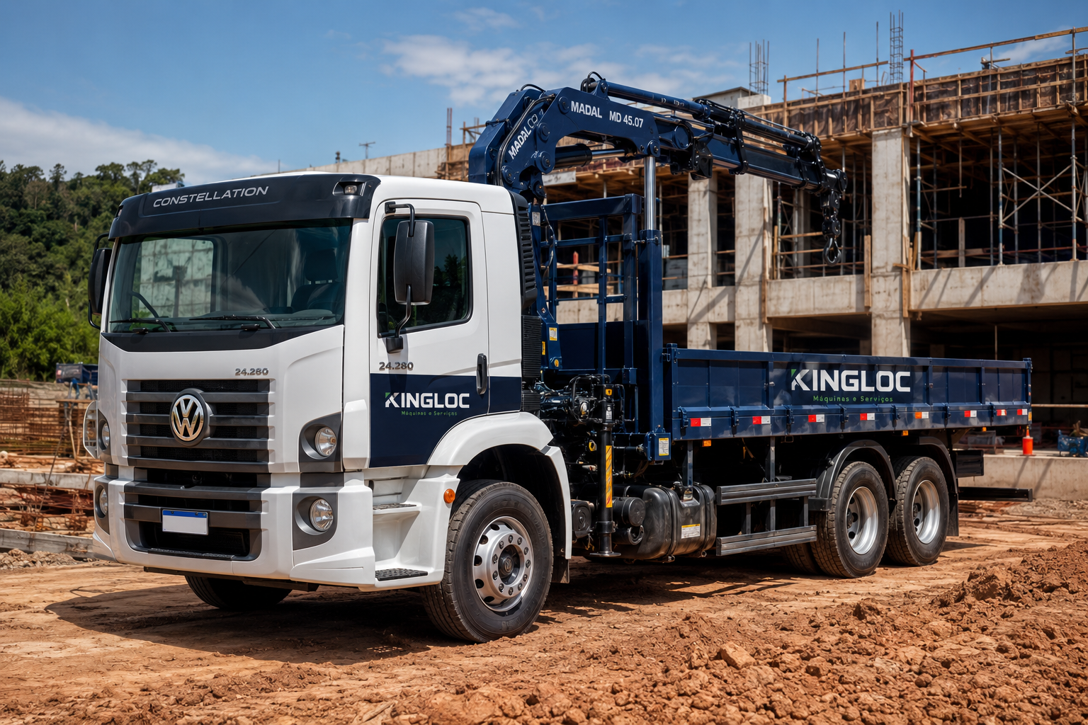 Caminhão Munck disponível para locação pela KingLoc
