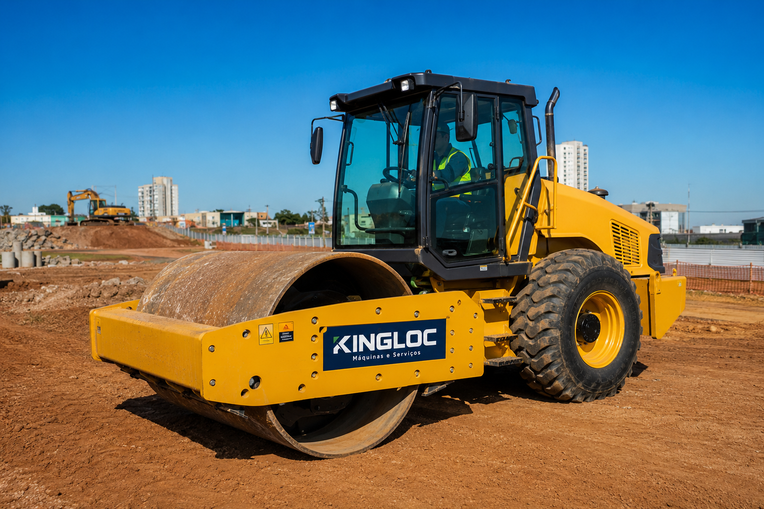 Rolo Compactador disponível para locação pela KingLoc