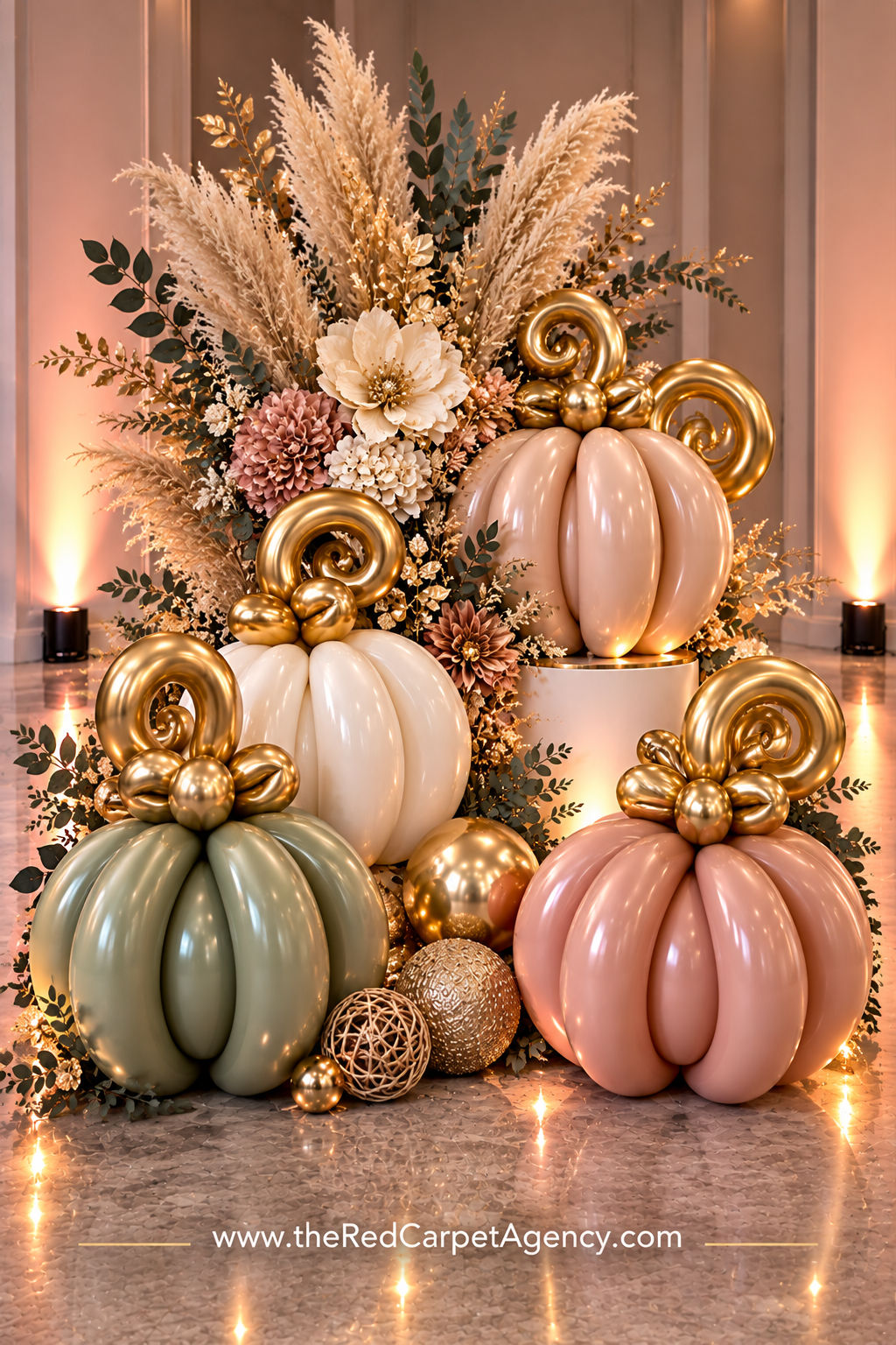 Autumn Balloon Pumpkins — custom balloon décor by Red Carpet Agency