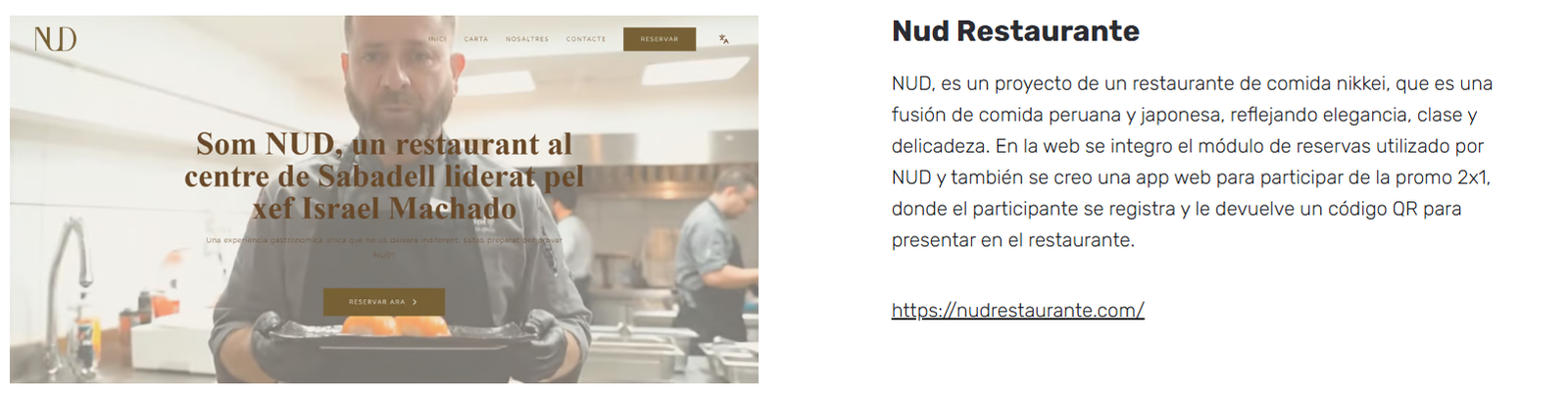 Web de NUD Restaurante diseñada por jhonnadrl