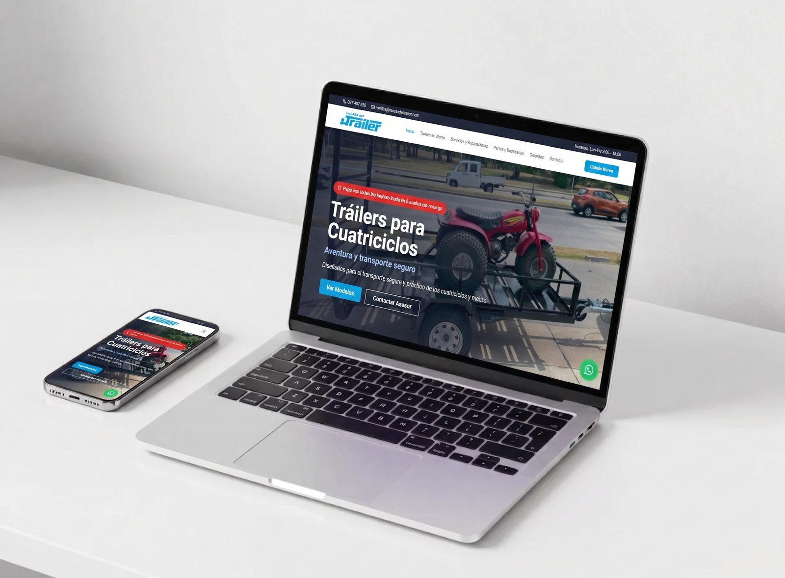 Mockup de una web de PYME diseñada por jhonnadrl en portátil y móvil