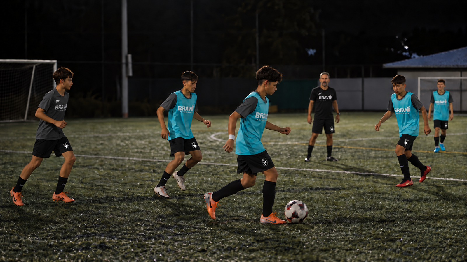 Jovens atletas treinam juntos em campo