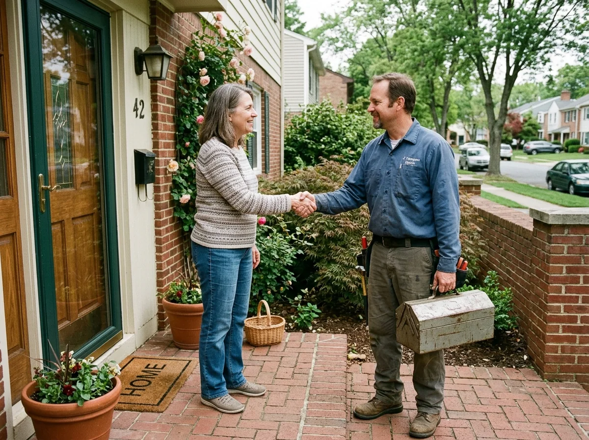 Contractor greeting a homeowner