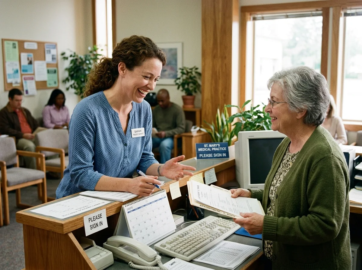 Healthcare provider greeting a patient