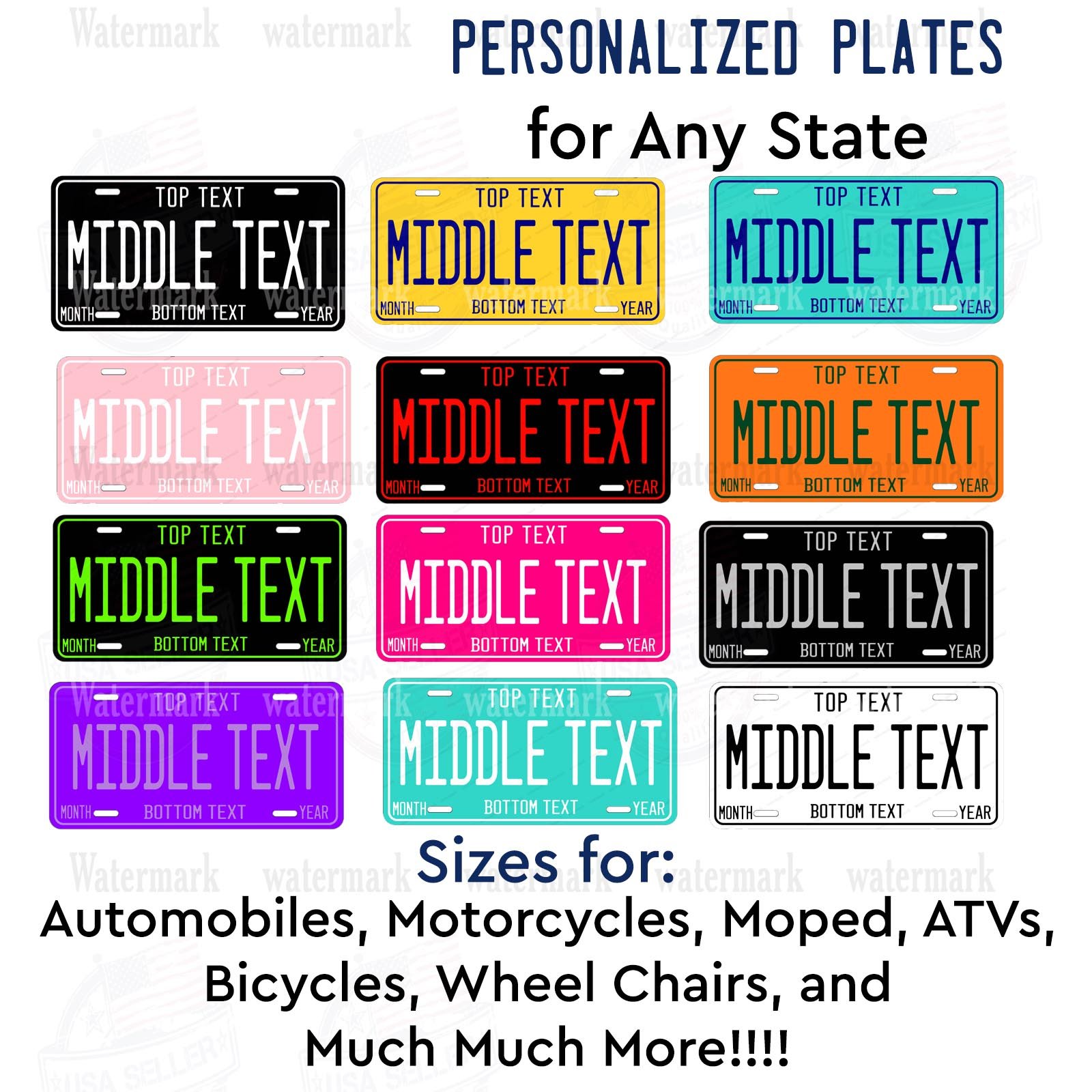 Personalized Custom License Plate tag for Auto Car ATV Bicycle Fridge Magnet Keychain
