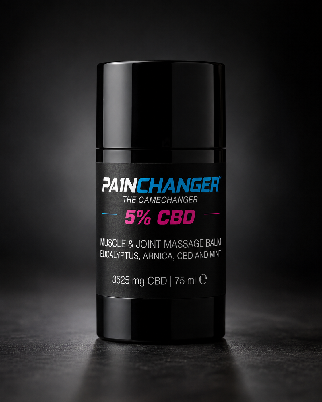 Pa1nchanger CBD Muscle & Joint Massage Balm — matte black stick packshot