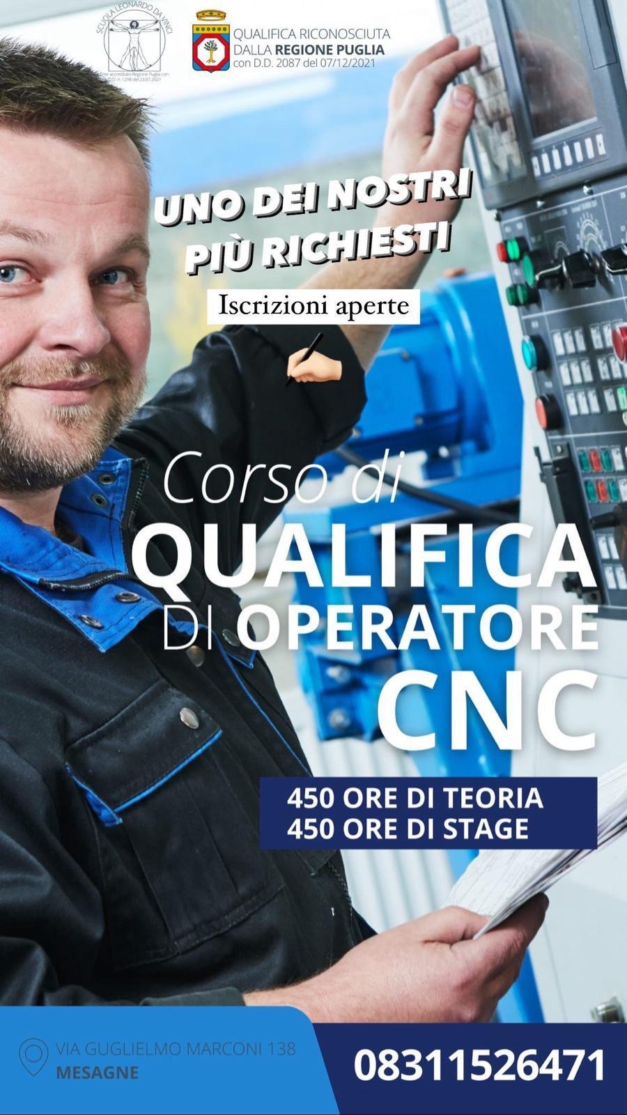 Locandina del corso di qualifica per operatore CNC