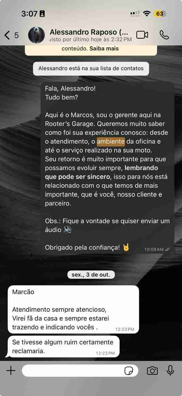 Avaliação positiva no Google da Rooter's Garage por Sergio Almeida, satisfeito com a instalação da marcha a ré.