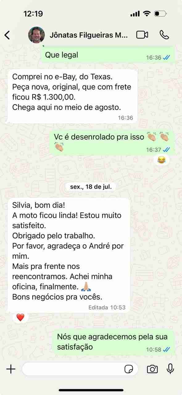 Depoimento de cliente satisfeito no WhatsApp de Will.