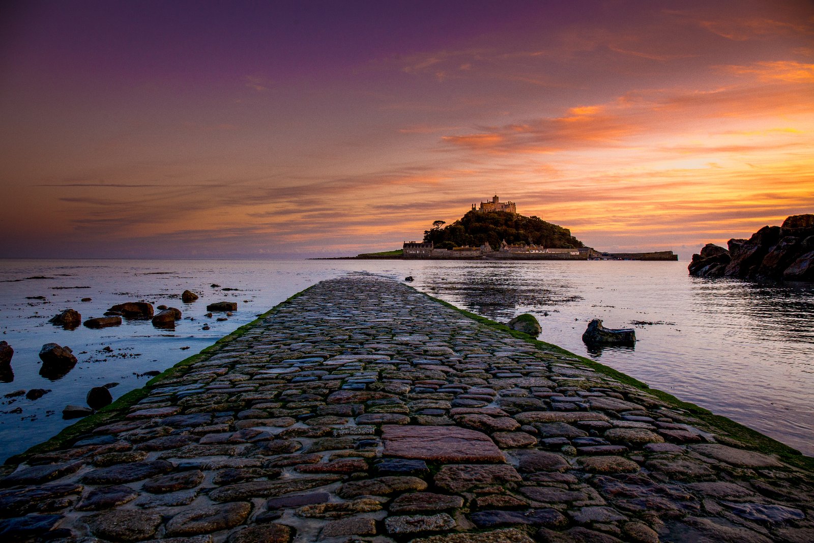 St Michael's Mount at sunset, Cornwall