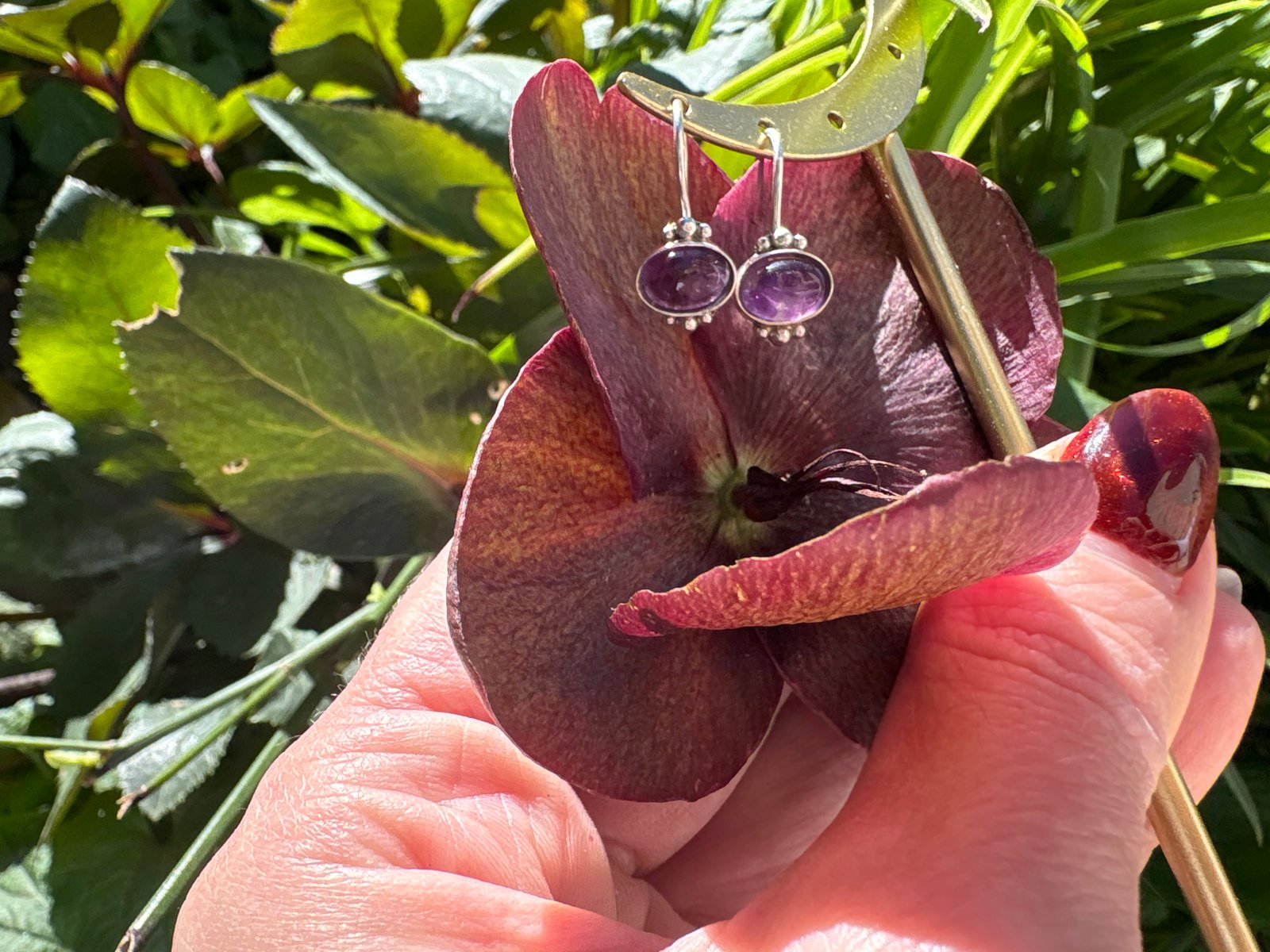 Premium Amethyst Sterling Silver Hook Earrings