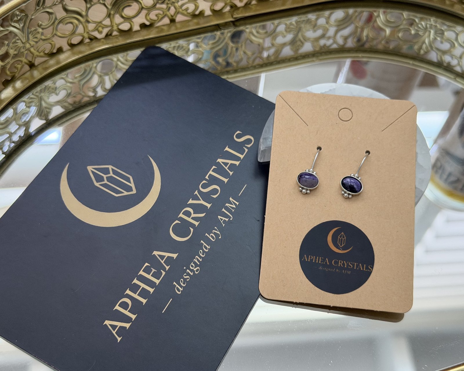 Premium Charoite Sterling Silver Hook Earrings