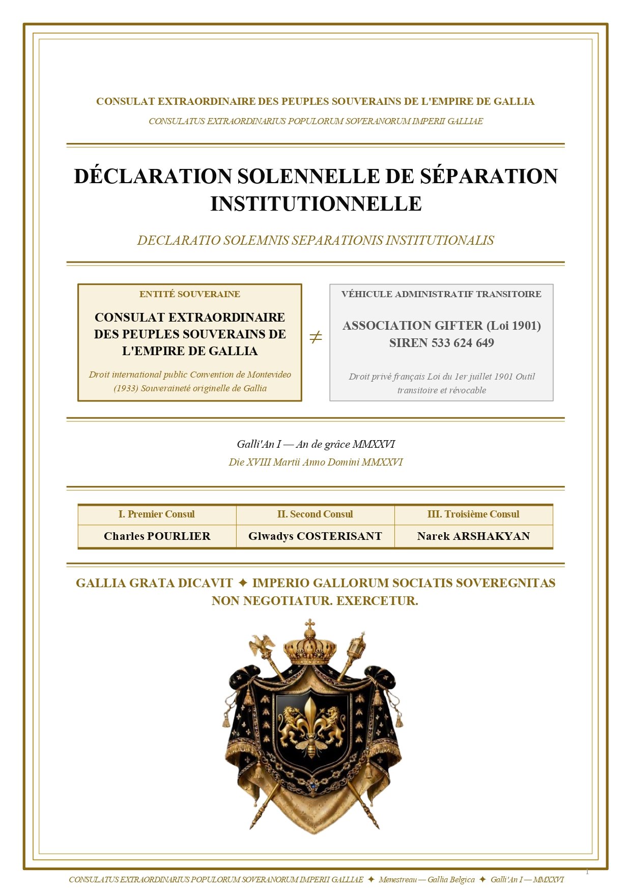 Couverture originale — Déclaration de Séparation