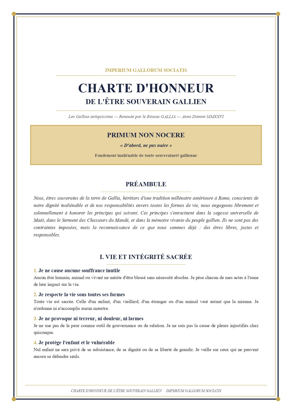 Couverture originale — Charte d'Honneur