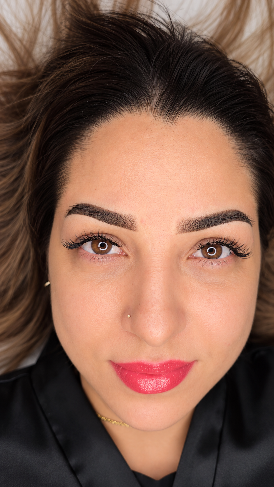 Portrait with semi-permanent brows and soft makeup