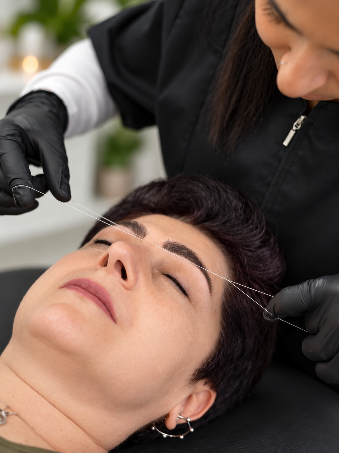 Professional brow threading shaping service