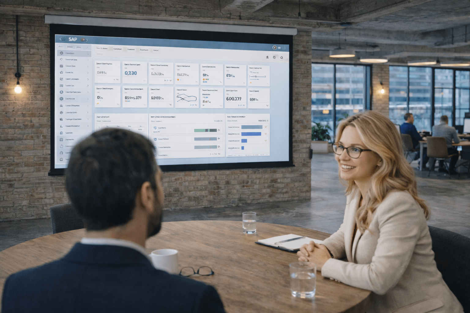 Consulting session with SAP system visible