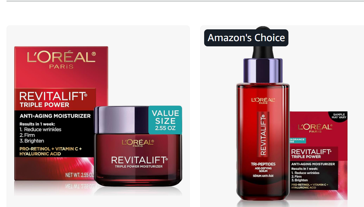 L'Oréal Paris Revitalift Triple Power anti-aging moisturizer and serum — shop on Amazon