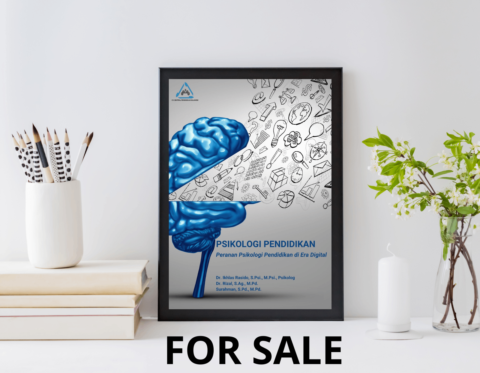 Cover buku Psikologi Pendidikan with blue brain illustration