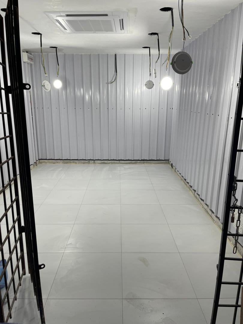 Ceiling and wall installation work in progress at Emart Brickfield commercial fit-out