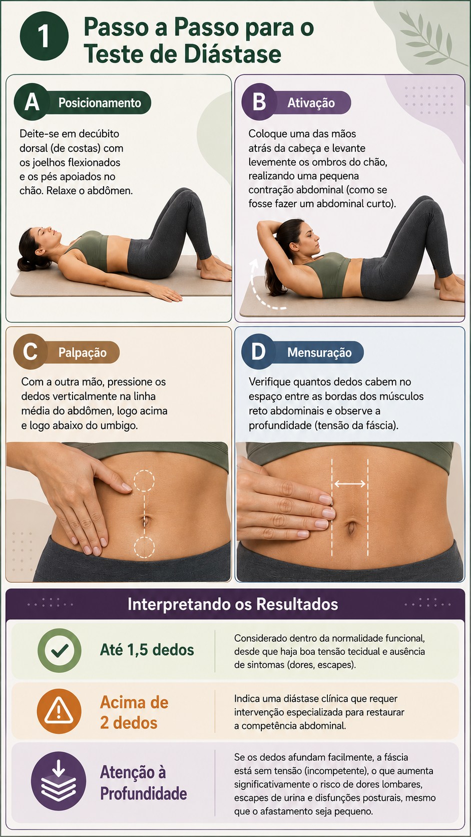 Passo a Passo para o Teste de Diástase - Guia Completo com Posicionamento, Ativação, Palpação, Mensuração e Interpretação de Resultados