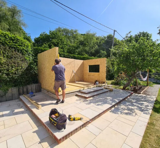 SIP garden room under construction showing craftsmanship