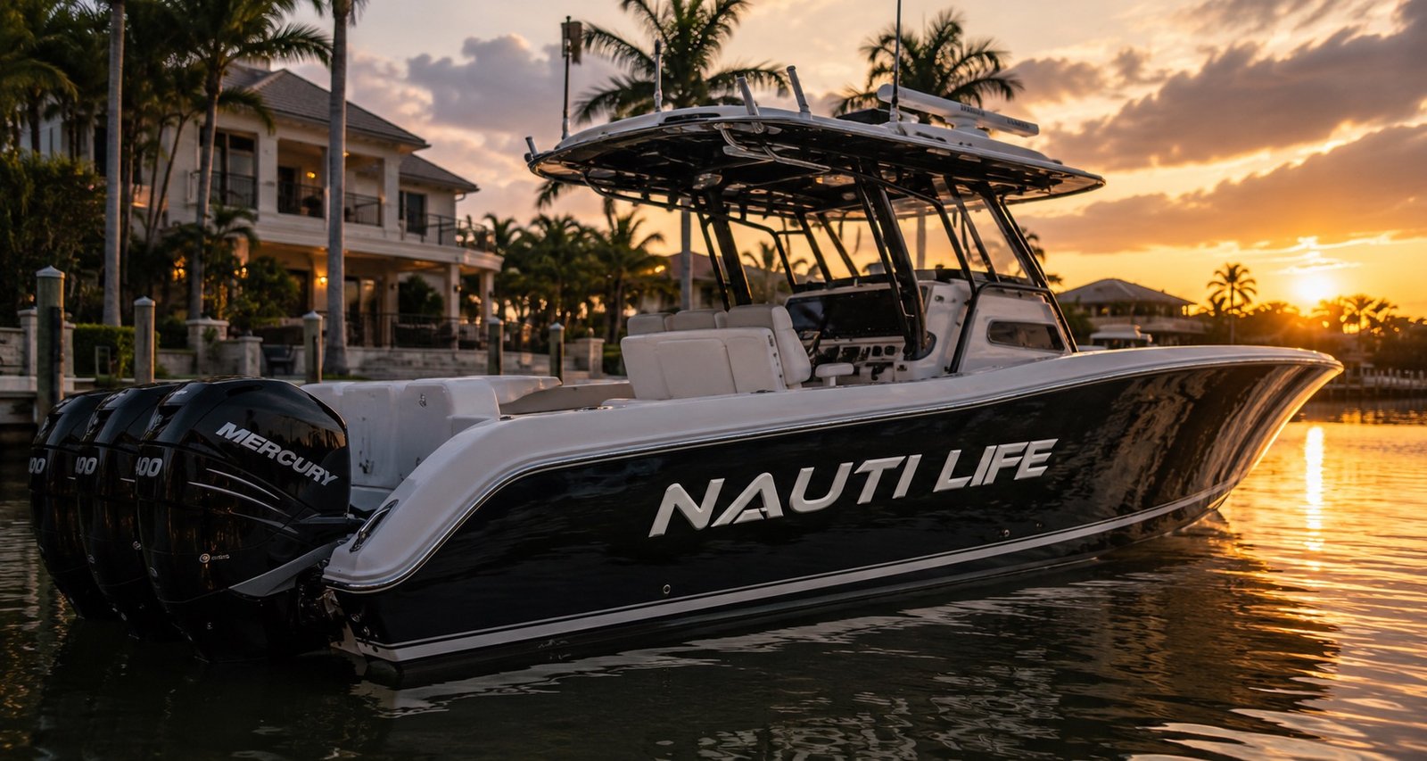 Premium 3D acrylic boat lettering on a luxury boat transom