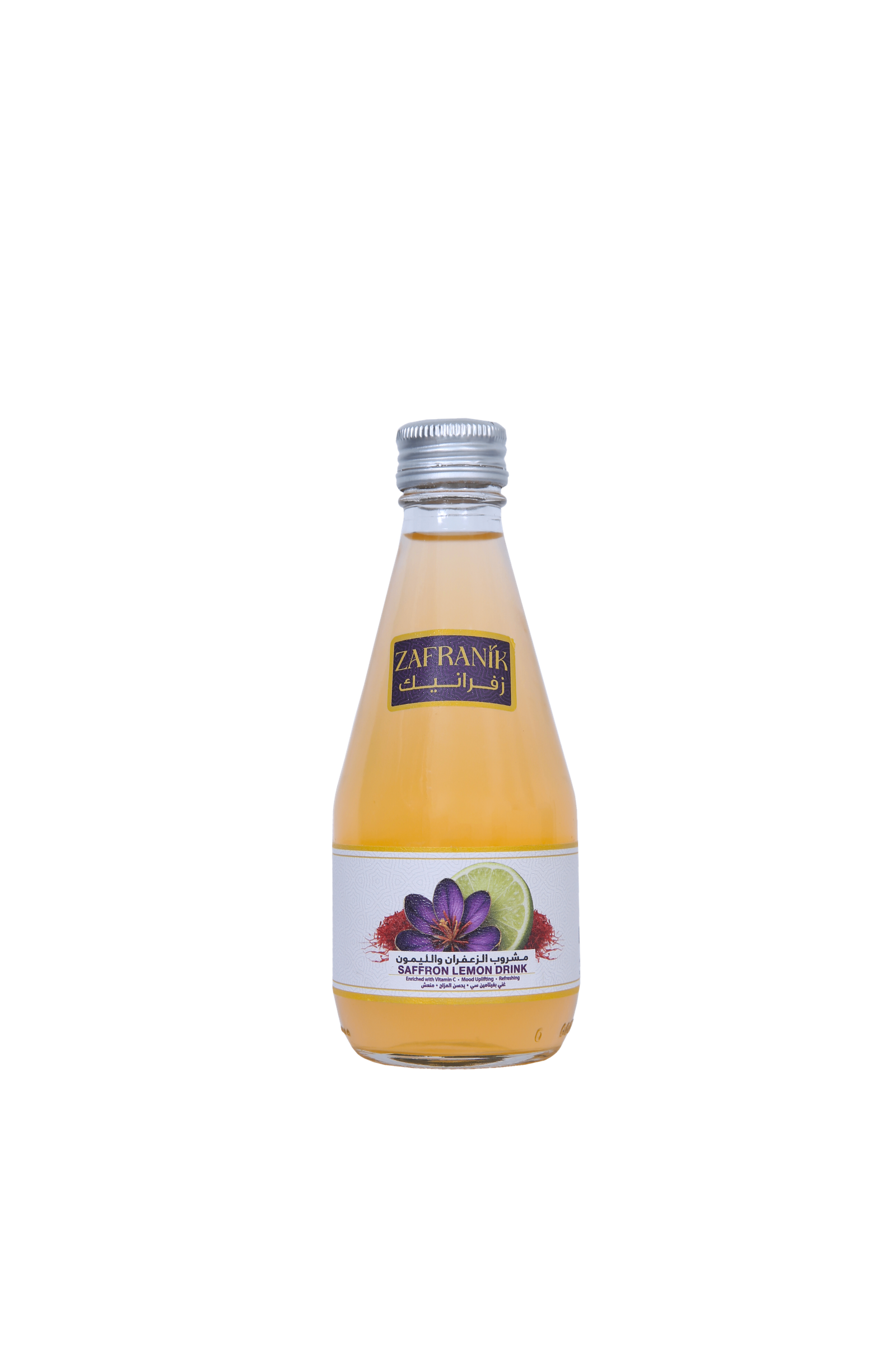 ZAFRANIK saffron lemon drink in a 250 ml glass bottle