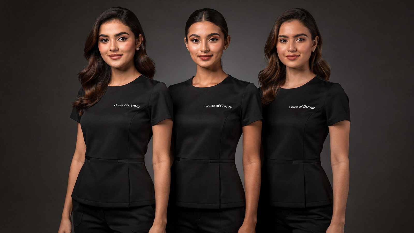 Three House of Osmar team members in black uniforms
