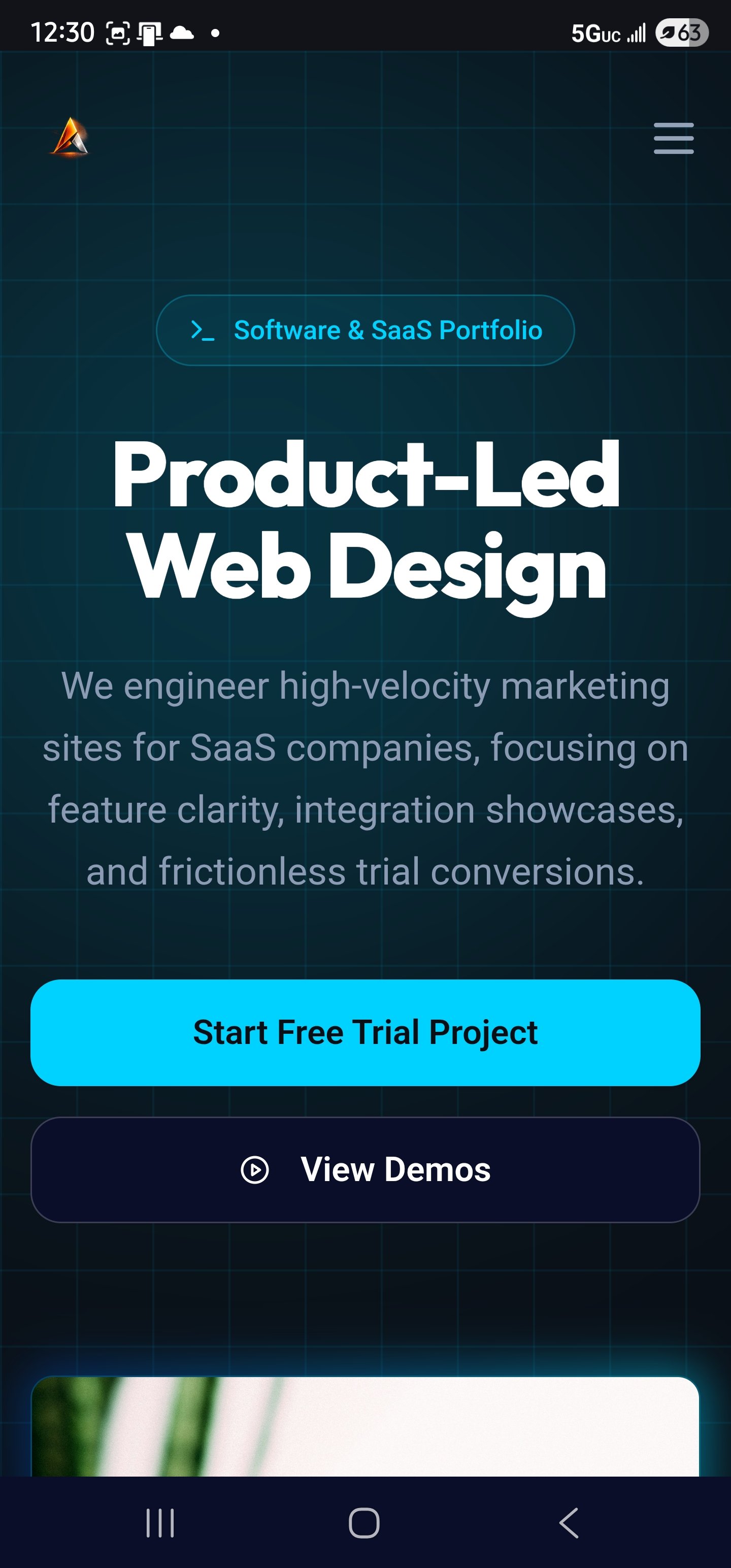 Mobile-optimized landing page interface