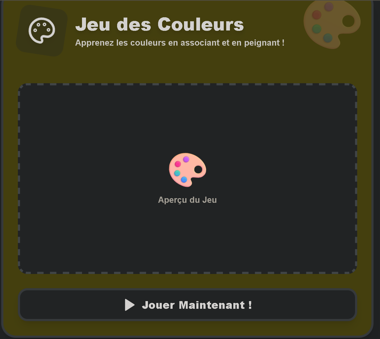 Aperçu du jeu des couleurs