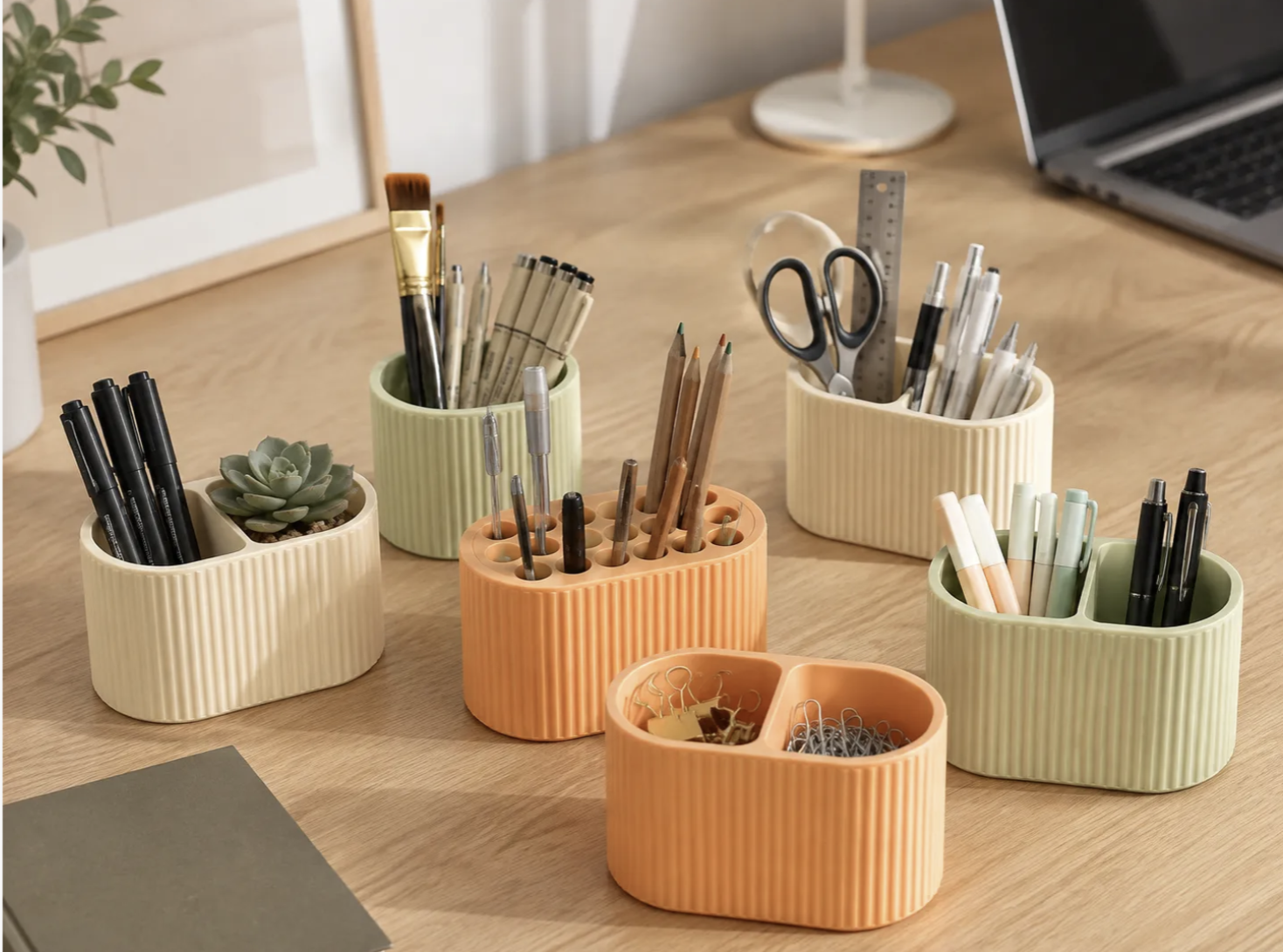 Ribbed Desk Organiser Set β custom 3D printed in Dubai by RiaanPrintz