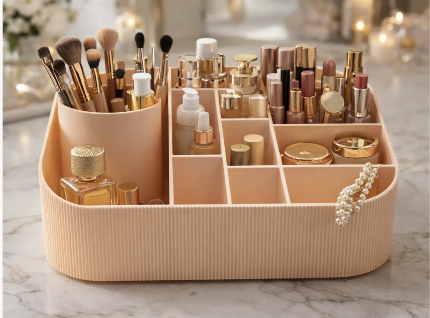 Peach Makeup Organiser Tray β custom 3D printed in Dubai by RiaanPrintz