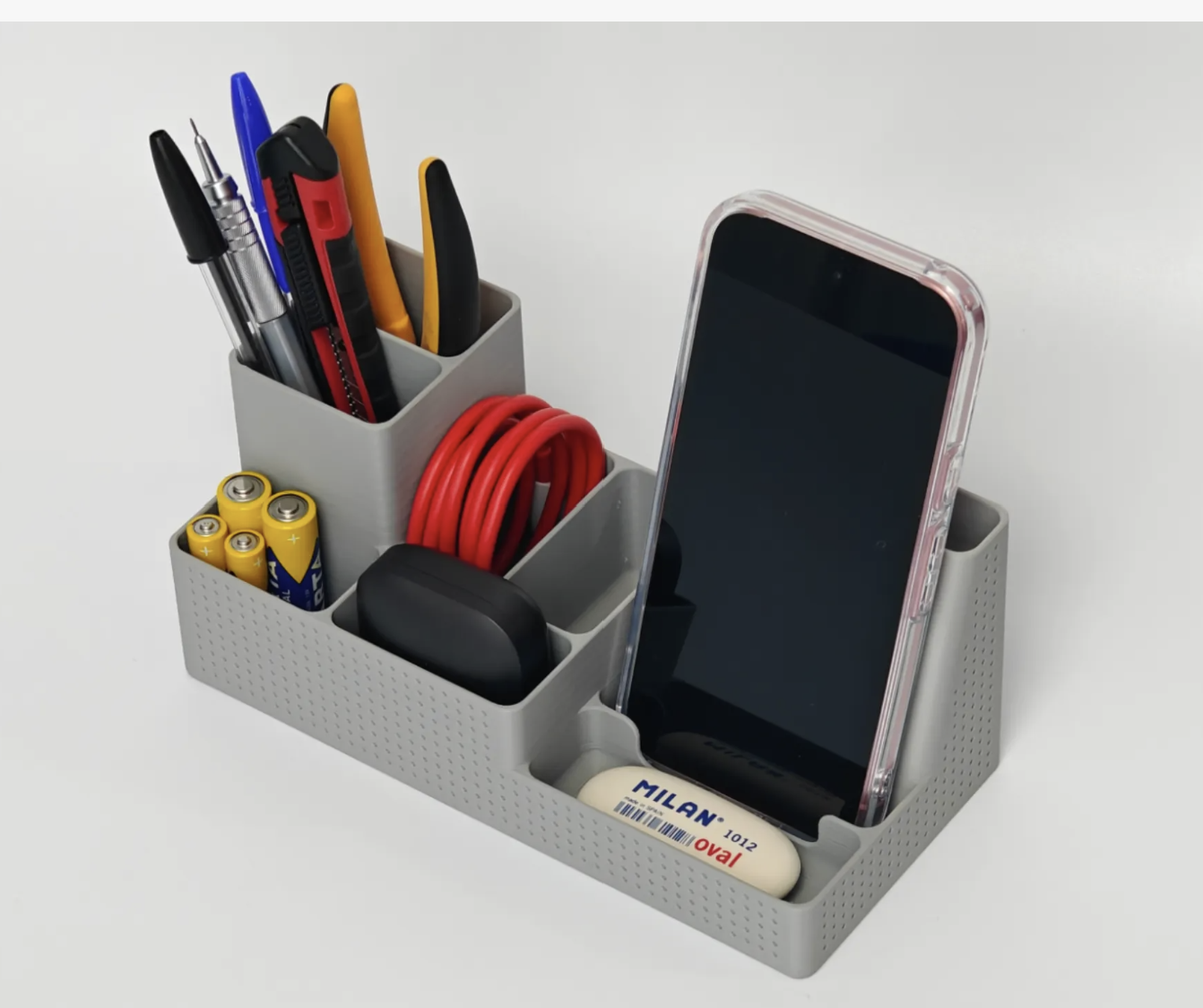 Desk Multi Organiser with Phone Stand β custom 3D printed in Dubai by RiaanPrintz