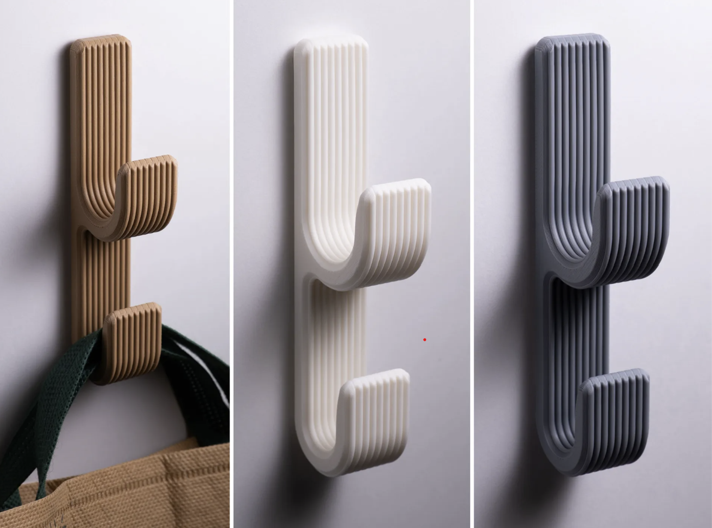 Ribbed Dual Wall Hook β custom 3D printed in Dubai by RiaanPrintz