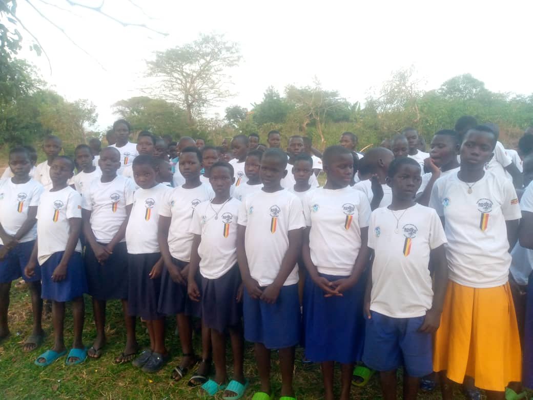 Beneficiaries pose for a photo