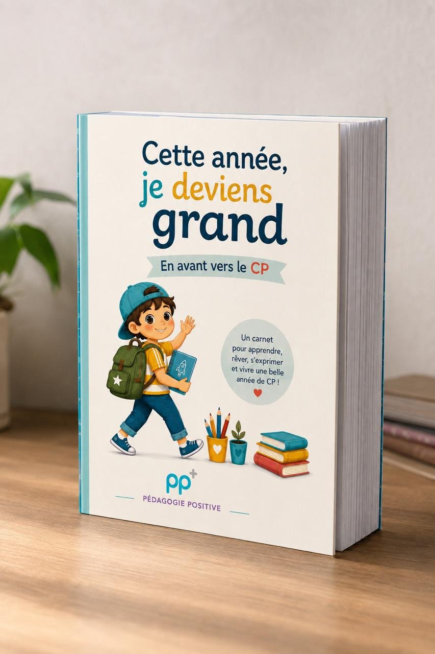 Le Carnet CP ouvert : une page d'histoire illustrée et une page d'activités, entouré de crayons de couleur