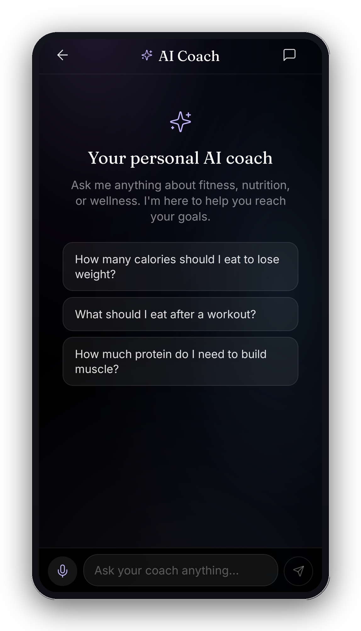 Your personal AI coach screen in the Thrive app