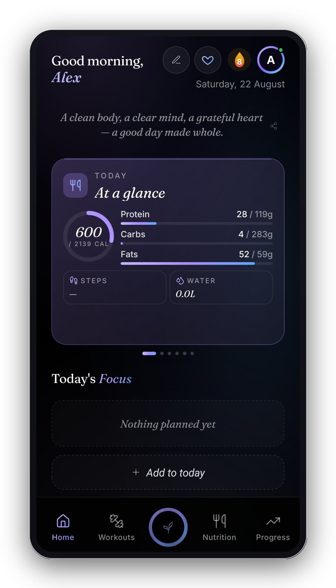 Thrive app in dark theme